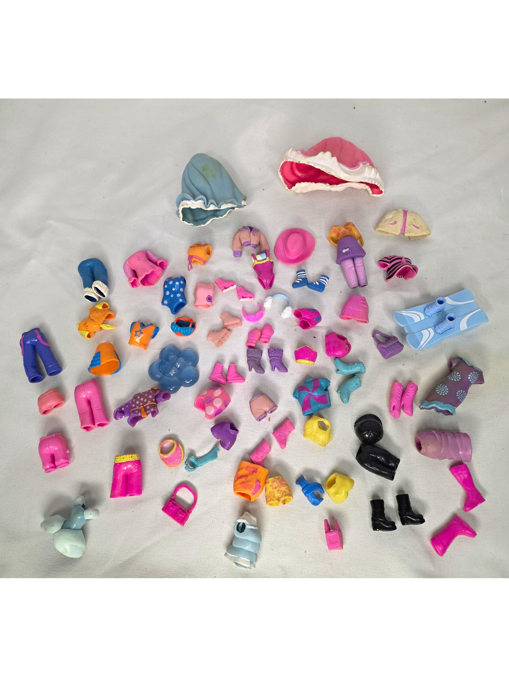 Vintage 2000s Polly Pocket Fashion Polly Rubber Clothes Accessories 60+ Pc Lot